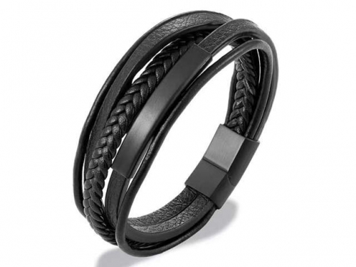 BC Jewelry Wholesale Leather Bracelet Stainless Steel Bracelet Jewelry NO.#SJ131B025