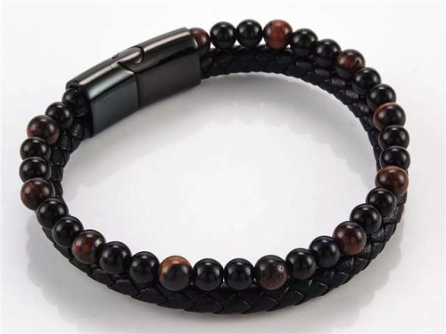 BC Jewelry Wholesale Leather Bracelet Stainless Steel Bracelet Jewelry NO.#SJ31B010