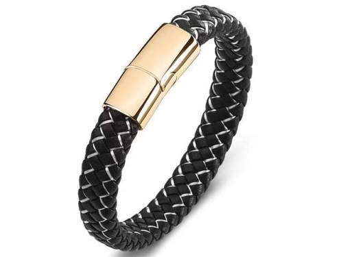 BC Jewelry Wholesale Leather Bracelet Stainless Steel Bracelet Jewelry NO.#SJ35B470