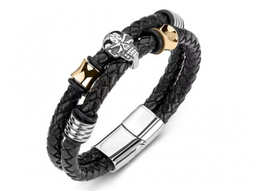 BC Jewelry Wholesale Leather Bracelet Stainless Steel Bracelet Jewelry NO.#SJ35B542