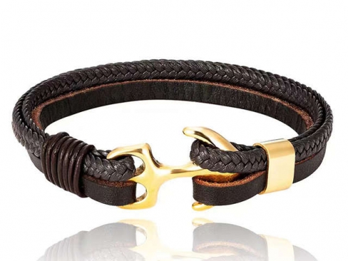 BC Jewelry Wholesale Leather Bracelet Stainless Steel Bracelet Jewelry NO.#SJ132B220