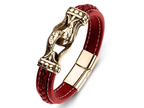 BC Jewelry Wholesale Leather Bracelet Stainless Steel Bracelet Jewelry NO.#SJ35B279