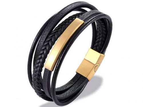 BC Jewelry Wholesale Leather Bracelet Stainless Steel Bracelet Jewelry NO.#SJ131B027