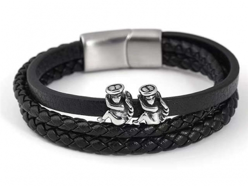 BC Jewelry Wholesale Leather Bracelet Stainless Steel Bracelet Jewelry NO.#SJ133B052