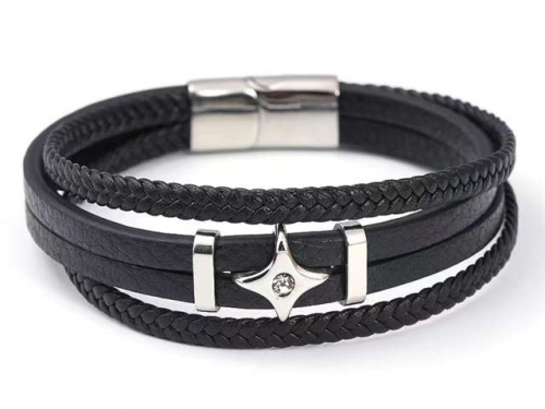 BC Jewelry Wholesale Leather Bracelet Stainless Steel Bracelet Jewelry NO.#SJ133B064