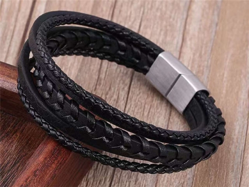 BC Jewelry Wholesale Leather Bracelet Stainless Steel Bracelet Jewelry NO.#SJ133B024