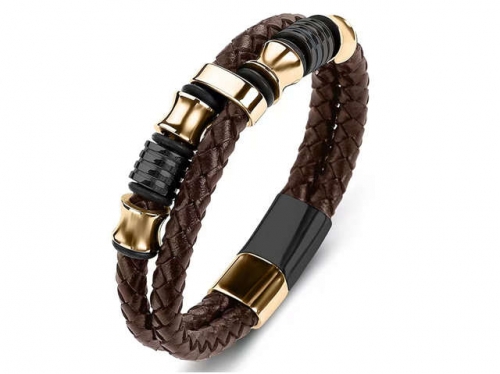 BC Jewelry Wholesale Leather Bracelet Stainless Steel Bracelet Jewelry NO.#SJ35B205