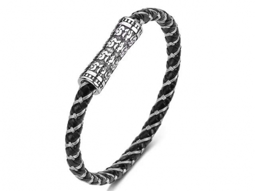 BC Jewelry Wholesale Leather Bracelet Stainless Steel Bracelet Jewelry NO.#SJ35B612