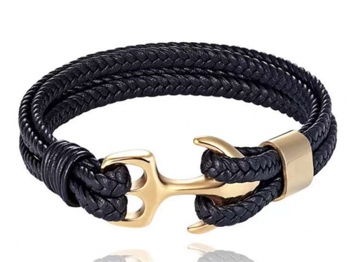 BC Jewelry Wholesale Leather Bracelet Stainless Steel Bracelet Jewelry NO.#SJ132B057