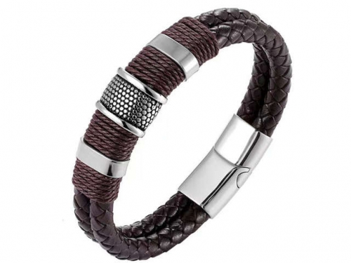 BC Jewelry Wholesale Leather Bracelet Stainless Steel Bracelet Jewelry NO.#SJ132B212