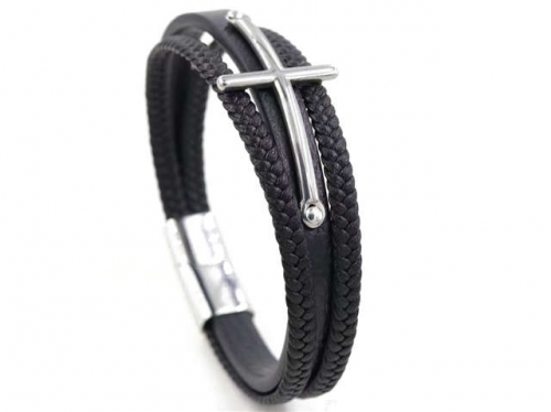 BC Jewelry Wholesale Leather Bracelet Stainless Steel Bracelet Jewelry NO.#SJ126B062