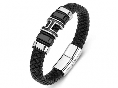 BC Jewelry Wholesale Leather Bracelet Stainless Steel Bracelet Jewelry NO.#SJ35B726