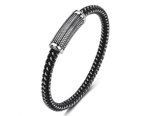 BC Jewelry Wholesale Leather Bracelet Stainless Steel Bracelet Jewelry NO.#SJ35B563