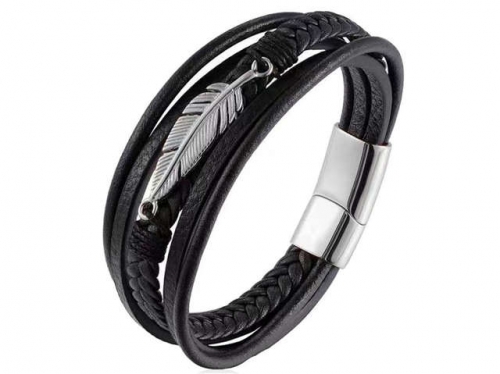 BC Jewelry Wholesale Leather Bracelet Stainless Steel Bracelet Jewelry NO.#SJ31B018