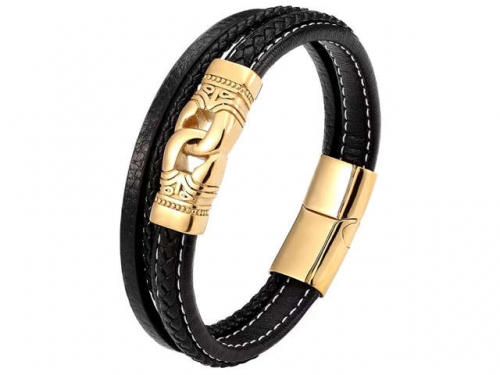BC Jewelry Wholesale Leather Bracelet Stainless Steel Bracelet Jewelry NO.#SJ132B168