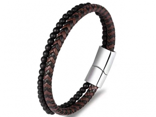 BC Jewelry Wholesale Leather Bracelet Stainless Steel Bracelet Jewelry NO.#SJ131B060