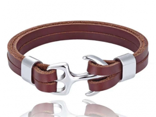 BC Jewelry Wholesale Leather Bracelet Stainless Steel Bracelet Jewelry NO.#SJ132B052