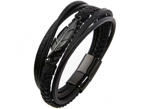 BC Jewelry Wholesale Leather Bracelet Stainless Steel Bracelet Jewelry NO.#SJ31B016