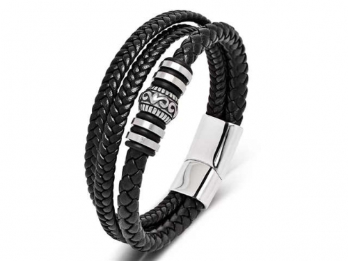 BC Jewelry Wholesale Leather Bracelet Stainless Steel Bracelet Jewelry NO.#SJ35B896
