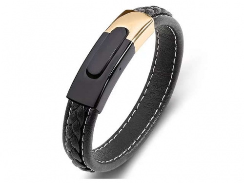 BC Jewelry Wholesale Leather Bracelet Stainless Steel Bracelet Jewelry NO.#SJ35B371