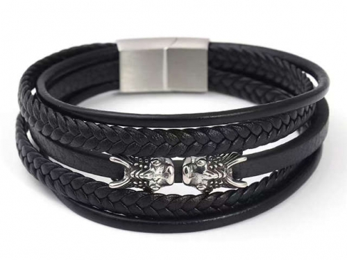 BC Jewelry Wholesale Leather Bracelet Stainless Steel Bracelet Jewelry NO.#SJ133B022