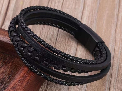 BC Jewelry Wholesale Leather Bracelet Stainless Steel Bracelet Jewelry NO.#SJ133B025