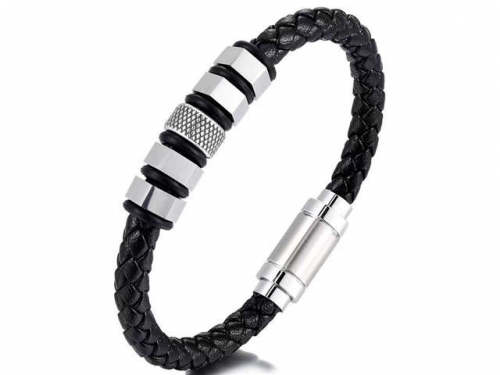 BC Jewelry Wholesale Leather Bracelet Stainless Steel Bracelet Jewelry NO.#SJ133B073