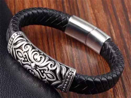 BC Jewelry Wholesale Leather Bracelet Stainless Steel Bracelet Jewelry NO.#SJ130B110