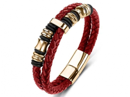 BC Jewelry Wholesale Leather Bracelet Stainless Steel Bracelet Jewelry NO.#SJ35B159