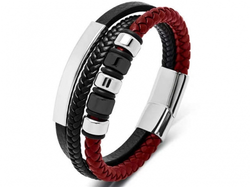 BC Jewelry Wholesale Leather Bracelet Stainless Steel Bracelet Jewelry NO.#SJ35B771