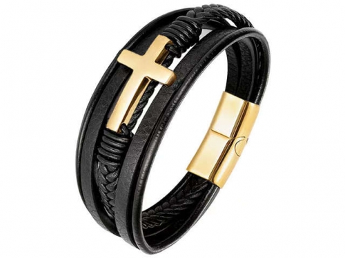 BC Jewelry Wholesale Leather Bracelet Stainless Steel Bracelet Jewelry NO.#SJ132B009