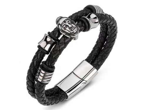 BC Jewelry Wholesale Leather Bracelet Stainless Steel Bracelet Jewelry NO.#SJ35B532