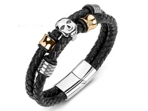 BC Jewelry Wholesale Leather Bracelet Stainless Steel Bracelet Jewelry NO.#SJ35B662