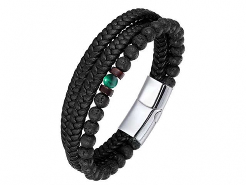 BC Jewelry Wholesale Leather Bracelet Stainless Steel Bracelet Jewelry NO.#SJ132B158