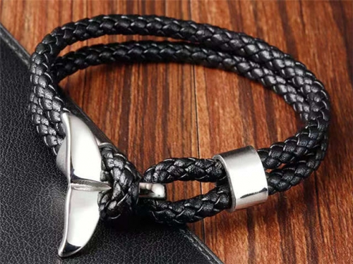 BC Jewelry Wholesale Leather Bracelet Stainless Steel Bracelet Jewelry NO.#SJ130B213