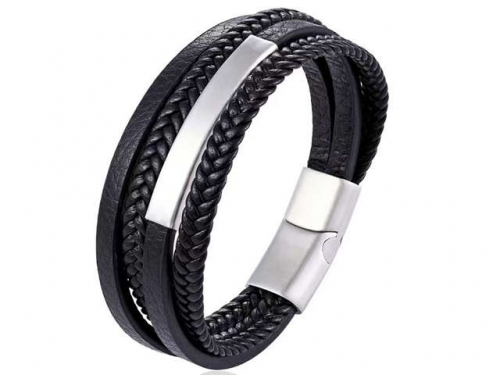 BC Jewelry Wholesale Leather Bracelet Stainless Steel Bracelet Jewelry NO.#SJ132B166