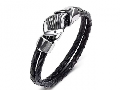 BC Jewelry Wholesale Leather Bracelet Stainless Steel Bracelet Jewelry NO.#SJ35B750