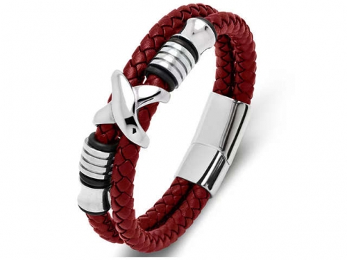 BC Jewelry Wholesale Leather Bracelet Stainless Steel Bracelet Jewelry NO.#SJ35B473