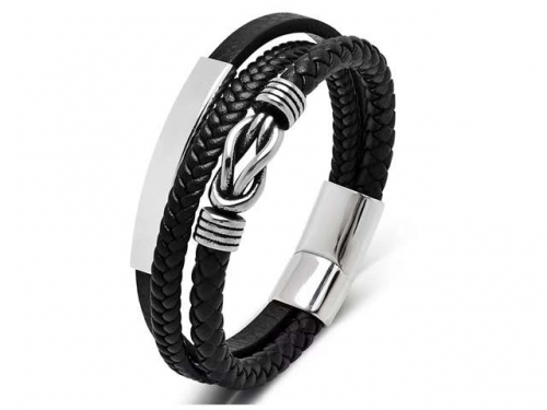 BC Jewelry Wholesale Leather Bracelet Stainless Steel Bracelet Jewelry NO.#SJ35B858