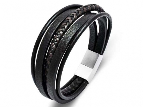 BC Jewelry Wholesale Leather Bracelet Stainless Steel Bracelet Jewelry NO.#SJ35B856