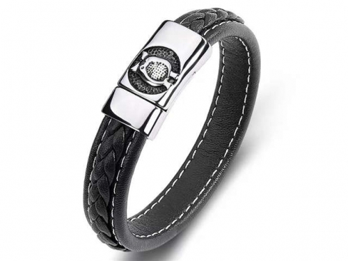 BC Jewelry Wholesale Leather Bracelet Stainless Steel Bracelet Jewelry NO.#SJ35B804