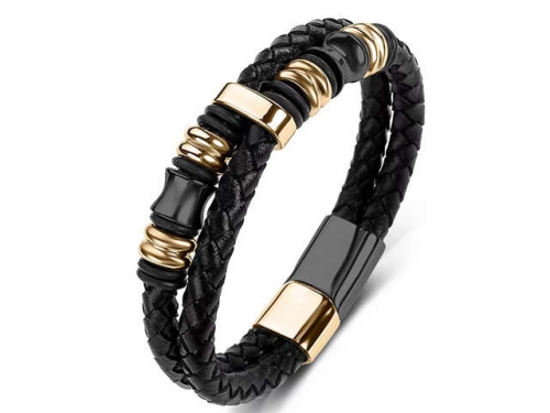 BC Jewelry Wholesale Leather Bracelet Stainless Steel Bracelet Jewelry NO.#SJ35B152