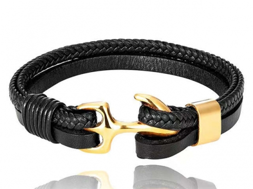 BC Jewelry Wholesale Leather Bracelet Stainless Steel Bracelet Jewelry NO.#SJ132B219