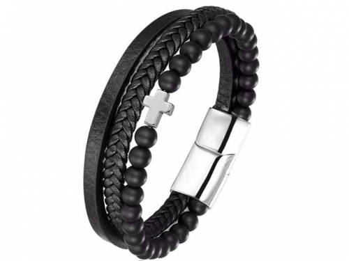 BC Jewelry Wholesale Leather Bracelet Stainless Steel Bracelet Jewelry NO.#SJ132B187