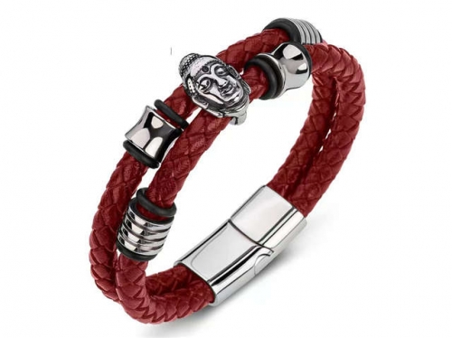 BC Jewelry Wholesale Leather Bracelet Stainless Steel Bracelet Jewelry NO.#SJ35B538
