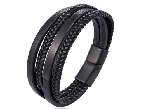 BC Jewelry Wholesale Leather Bracelet Stainless Steel Bracelet Jewelry NO.#SJ132B164