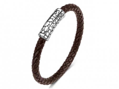 BC Jewelry Wholesale Leather Bracelet Stainless Steel Bracelet Jewelry NO.#SJ35B882