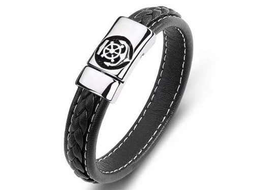 BC Jewelry Wholesale Leather Bracelet Stainless Steel Bracelet Jewelry NO.#SJ35B679