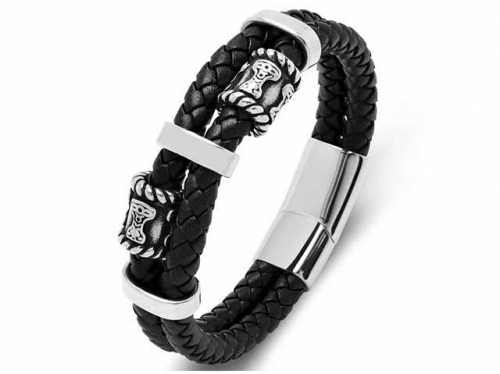 BC Jewelry Wholesale Leather Bracelet Stainless Steel Bracelet Jewelry NO.#SJ35B101