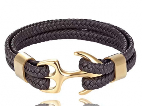 BC Jewelry Wholesale Leather Bracelet Stainless Steel Bracelet Jewelry NO.#SJ132B062